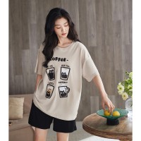 2024新款睡衣女夏季纯棉带胸垫短袖短裤夏天薄款可外穿家居服套装