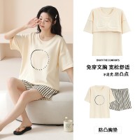 2024睡衣女夏季纯棉短裤短袖夏天薄款卡通简约可外穿家居服套装