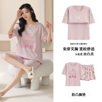 2024睡衣女夏季纯棉短裤短袖夏天薄款卡通简约可外穿家居服套装