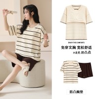 2024睡衣女夏季纯棉短裤短袖夏天薄款卡通简约可外穿家居服套装