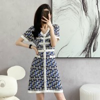 小香风针织连衣裙女夏2024新款法式气质复古小个子高级感裙子