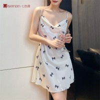 跨境性感吊带睡裙女夏学院小清新吊带冰丝睡衣女高级感女式家居服