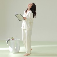 【抗菌新疆棉】秋季法式领拉架棉睡衣女士长袖纯棉春款家居服套装