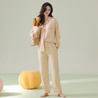 【抗菌新疆棉】秋季法式领拉架棉睡衣女士长袖纯棉春款家居服套装
