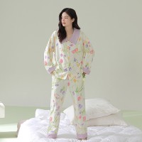 【抗菌新疆棉】秋季法式领拉架棉睡衣女士长袖纯棉春款家居服套装