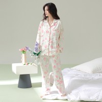 【抗菌新疆棉】秋季法式领拉架棉睡衣女士长袖纯棉春款家居服套装